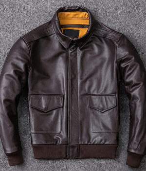 men leather jacket Military Pilot jacket Air Force Flight A2 black and brown jacket