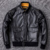 men leather jacket Military Pilot jacket Air Force Flight A2 black and brown jacket