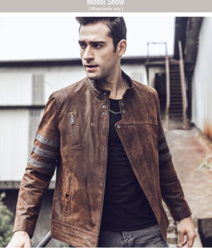 New mens motorcycle coat Real leather jacket Autumn Winter genuine leather jacket