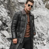 Lambskin jacket for men with detachable sheepskin collar