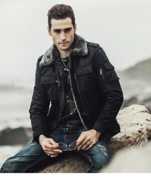 new winter motorcycle genuine leather jacket with faux fur shearling leather jacket Real