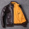 men leather jacket Military Pilot jacket Air Force Flight A2 black and brown jacket