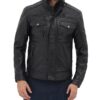 Moffit Mens Black Leather Motorcycle Jacket