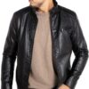 Men's Stand Collar Leather Jacket Motorcycle Lightweight leather Jacket