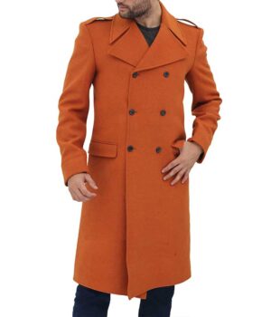 Randall Mens Copper Brown Double Breasted Crombie Coat