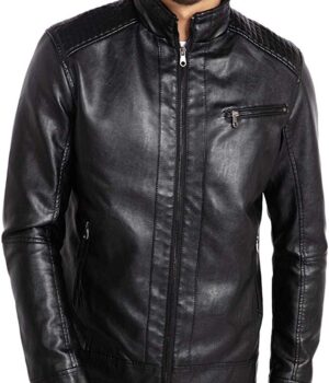 Men's Stand Collar Leather Jacket Motorcycle Lightweight leather Jacket