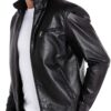Men's Stand Collar Leather Jacket Motorcycle Lightweight leather Jacket