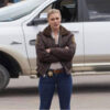 Sheriff Victoria Moretti Longmire Fur Collar Bomber Jacket Sheriff Victoria Moretti Longmire Fur Collar Bomber Jacket