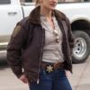 Sheriff Victoria Moretti Longmire Fur Collar Bomber Jacket Sheriff Victoria Moretti Longmire Fur Collar Bomber Jacket