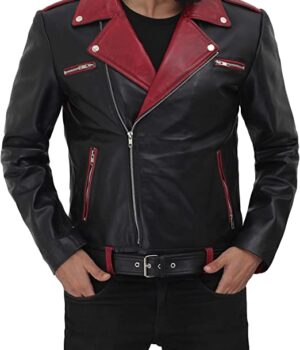 Real Men's Leather Jacket - Moto Lambskin Black Leather Motorcycle Jacket Men