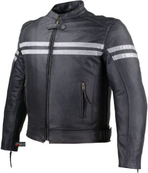 Mens Track Biker Motorcycle Leather CE Armor Moto Riding Racer Black Jacket L