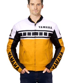 Yamaha Yellow Bike Riding Leather Jacket