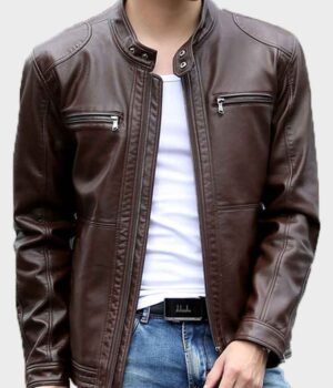 Dark Brown Mens Casual Leather Jacket