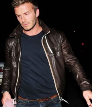 David Beckham Brown Leather Jacket