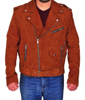 Nick Jonas Amiri Suede Biker Jacket