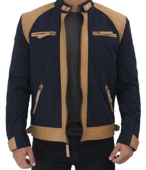 Gerald Mens Cotton Beige and Blue Jacket