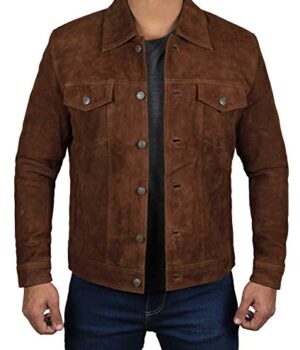 Logan Real Leather Dark Brown Suede Jacket for Men