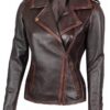 Kirsten Asymmetrical Womens Brown Leather Jacket