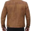 Mens Leather Tan Trucker Jacket