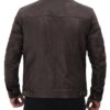 Real Leather Dark Brown Trucker Jacket Mens