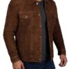 Logan Real Leather Dark Brown Suede Jacket for Men Logan Real Leather Dark Brown Suede Jacket for Men
