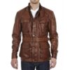 Brad Pitt Benjamin Button Brown Leather Motorcycle Jacket