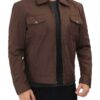 Cotton Brown Trucker Jacket Mens