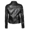 Womens Black Lambskin Leather Shirt Collar Jacket