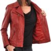 LEATHER FARM Women's Lambskin Leather Bomber Biker Jacket