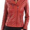 LEATHER FARM Women's Lambskin Leather Bomber Biker Jacket