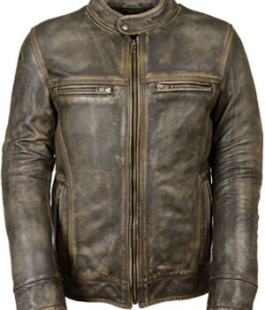 Milwaukee Leather Big Mens Distressed Brown Motorcycle Jacket-Vents