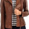 LEATHER FARM Women's Lambskin Leather Bomber Biker Jacket