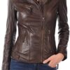 LEATHER FARM Women's Lambskin Leather Bomber Biker Jacket