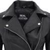 Womens Asymmetrical Black Leather Premium Jacket