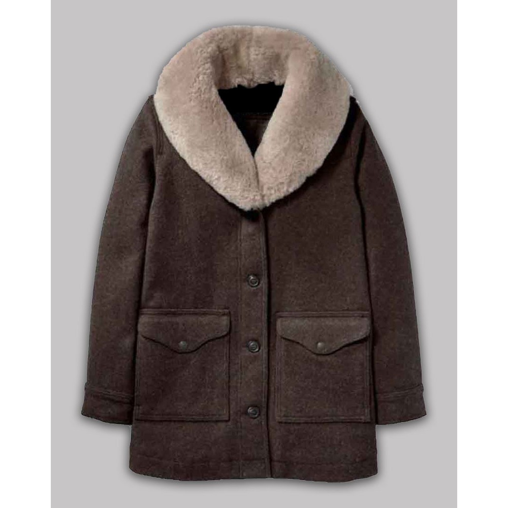Yellowstone Kelly Reilly Shearling Wool Coat Yellowstone Kelly Reilly Shearling Wool Coat