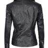 Womens Asymmetrical Black Lambskin Leather Moto Jacket