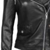 Amber Asymmetrical Black Biker Jacket Women
