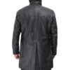 Shelby Mens Four Pocket Black Leather Shearling Lined Coat