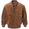 Adamsville Mens Dark Brown And Brown Suede Leather Bomber Jacket Adamsville Mens Dark Brown And Brown Suede Leather Bomber Jacket