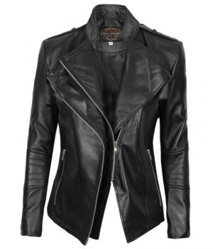 Monica Womens Black Fitted Leather Jacket