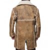 Mens Bohannon Distressed Windbreaker Toggle Closure Suede Shearling Coat