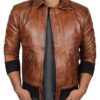 Mens Brown Bomber Lambskin A2 Leather Jacket