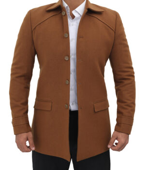 Cardiff Mens Brown Wool Coat