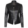 Monica Womens Black Fitted Leather Jacket