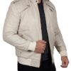 Mens White Bomber Lambskin Leather Jacket