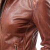 Womens Bikers Fitted Tan Leather Jacket