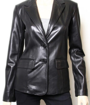 Vicenza Womens Black Blazer Leather Jacket