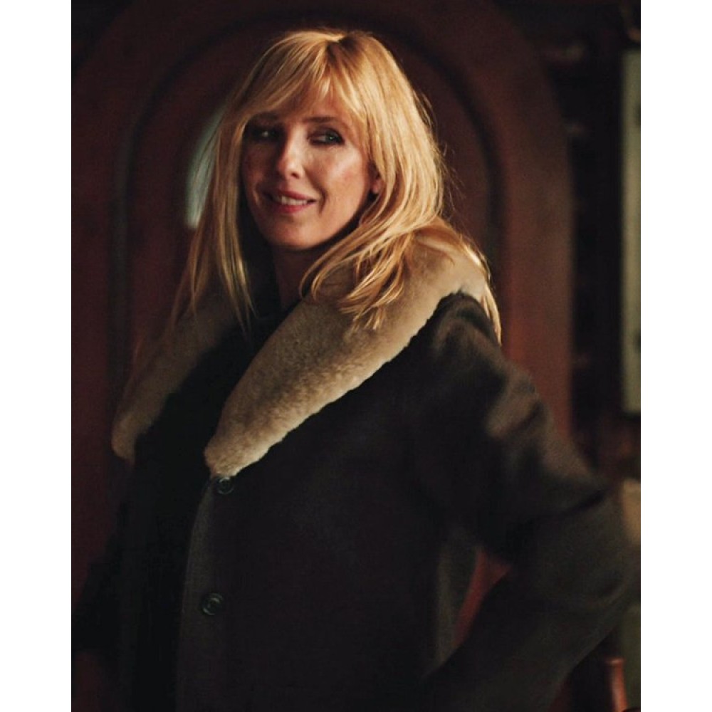 Yellowstone Kelly Reilly Shearling Wool Coat Yellowstone Kelly Reilly Shearling Wool Coat