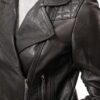 Womens Quilted Black Cropped Lambskin Leather Jacket
