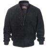 Adamsville Mens Black Suede Leather Bomber Jacket